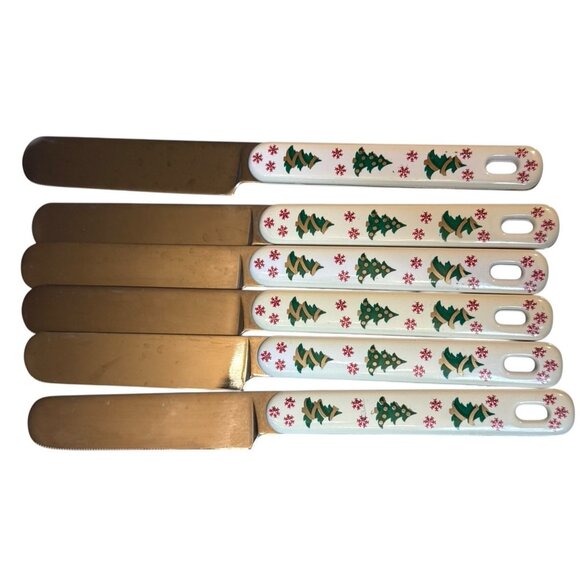 VTG Northland Stainless Japan Christmas Trees Flatware For 6 - 24 Pieces - Picture 5 of 11